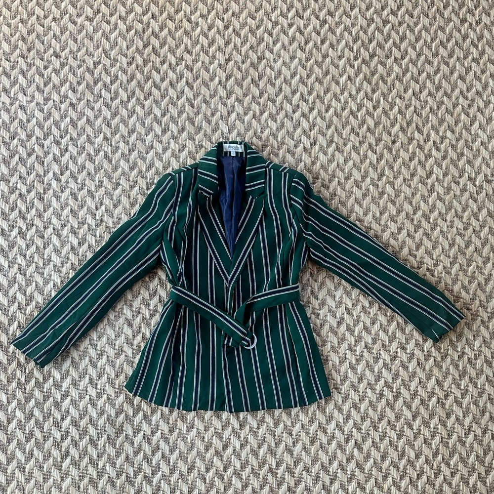 Green and Navy stripped Women’s Blazer Size Small